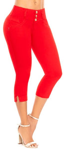 Cherry Push Up Capri jeans - Mid Rise - Red – Caliente Clothing