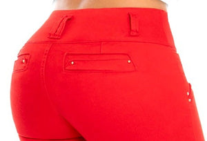 Cherry Push Up Capri jeans - Mid Rise - Red – Caliente Clothing